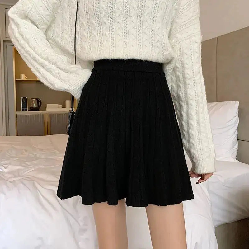 High Waist Knitted Mini Skirt for Women